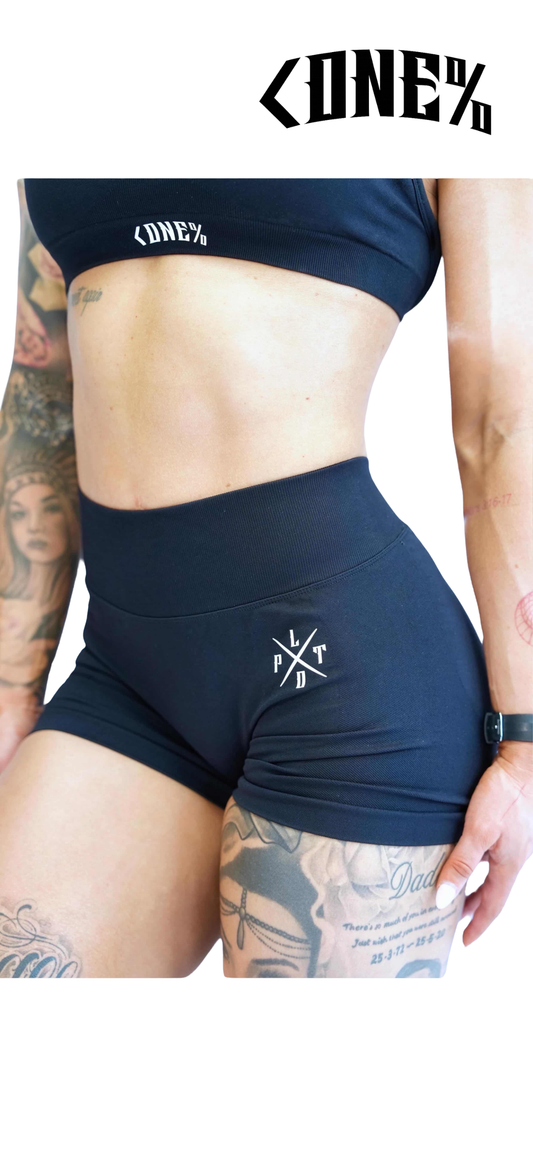 Black V-Back Scrunch Shorts
